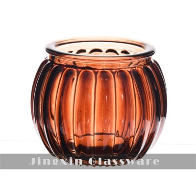 Gestreepte glazen kaarsenpot