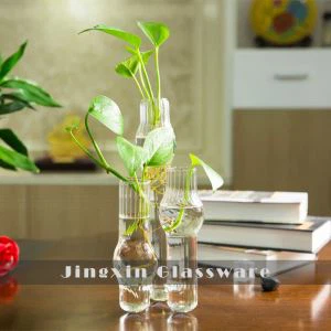 Borosilicaat Bud glazen vaas met geribde lijn aan de binnenkant